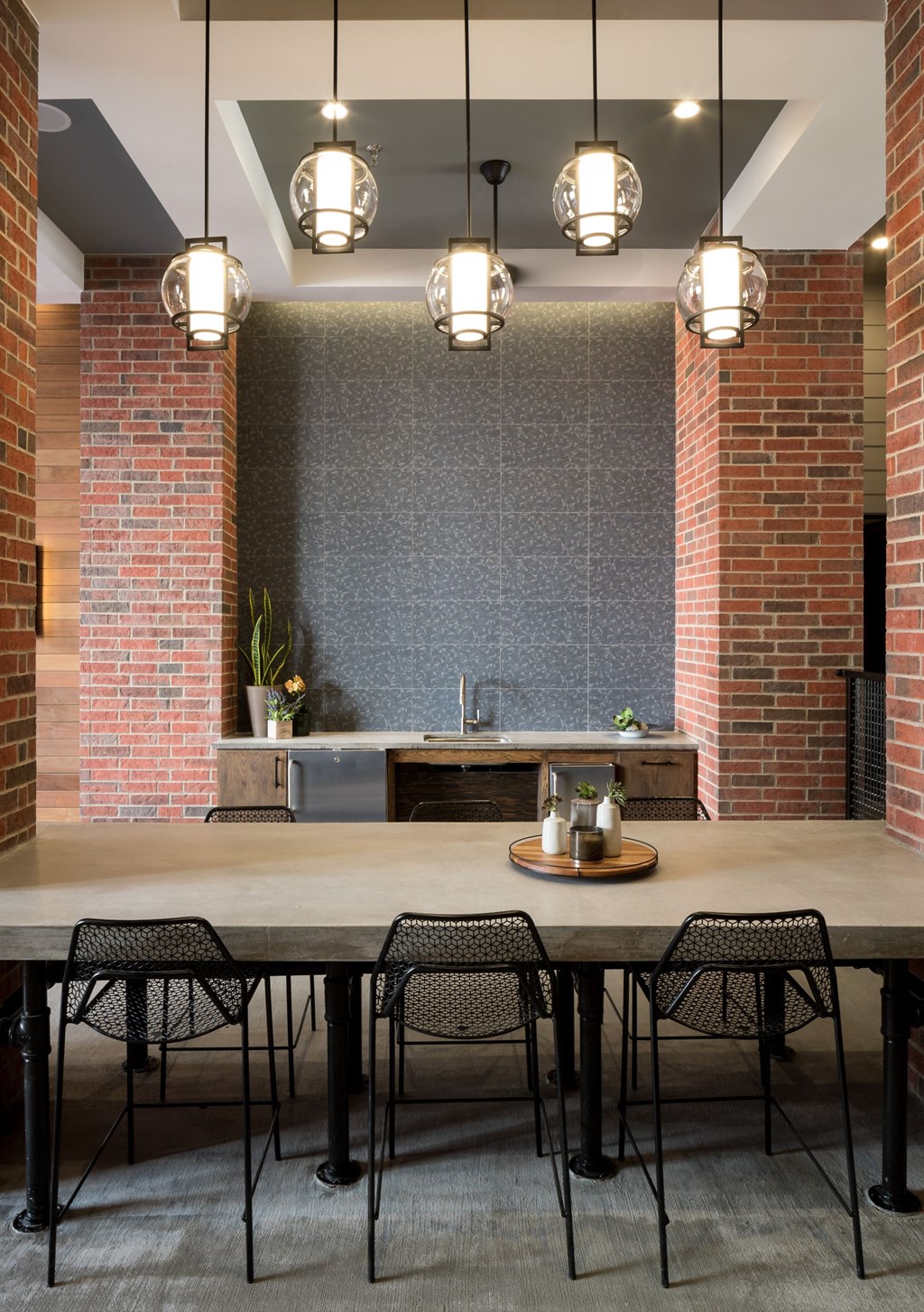 Dining Area With Modern Lighting In Clubhouse at Berkshire Pullman, Frisco